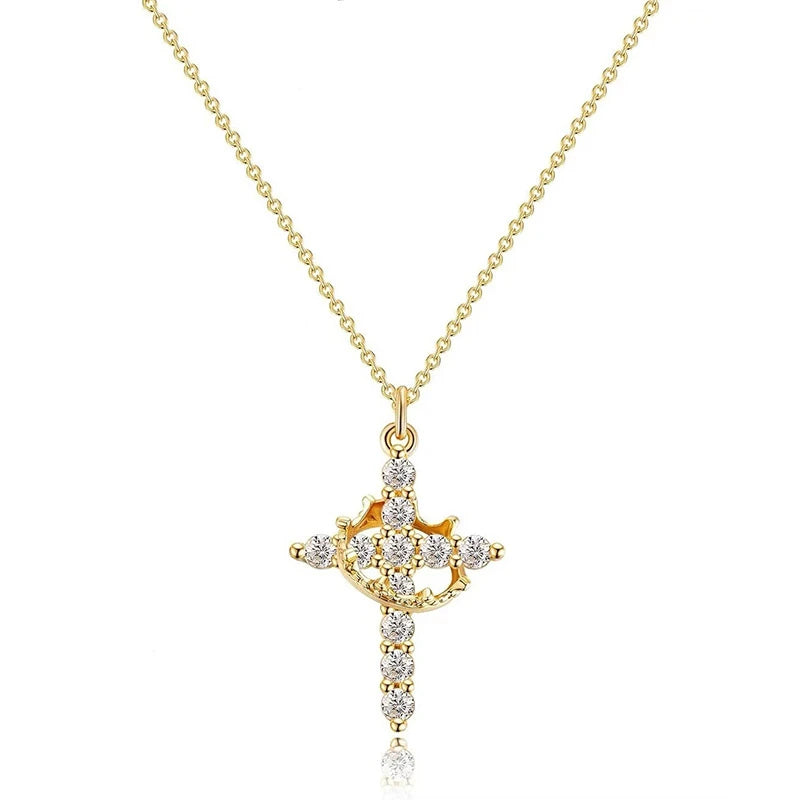 👑Crowned in Faith Cross Necklace (Gold & Silver)