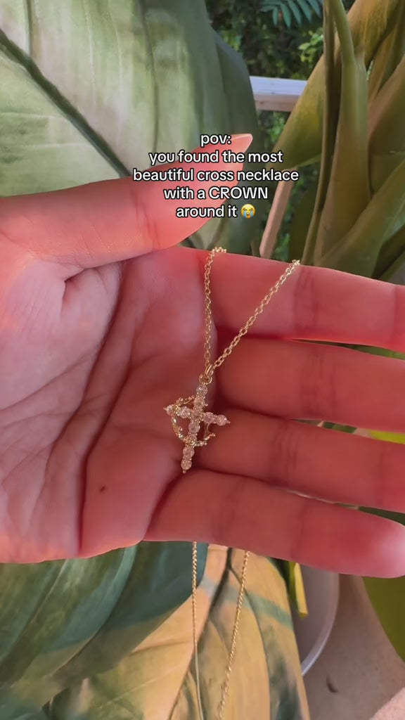 👑Crowned in Faith Cross Necklace (Gold & Silver) video
